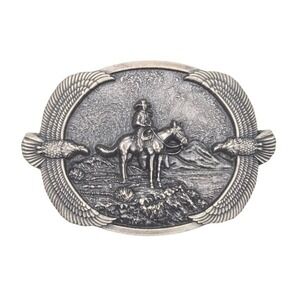 Jean's Friend Western Cowboy Horse Eagle Belt Buckle Mens Silver Tone